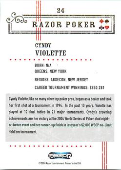 2006 Razor Poker #24 Cyndy Violette Back